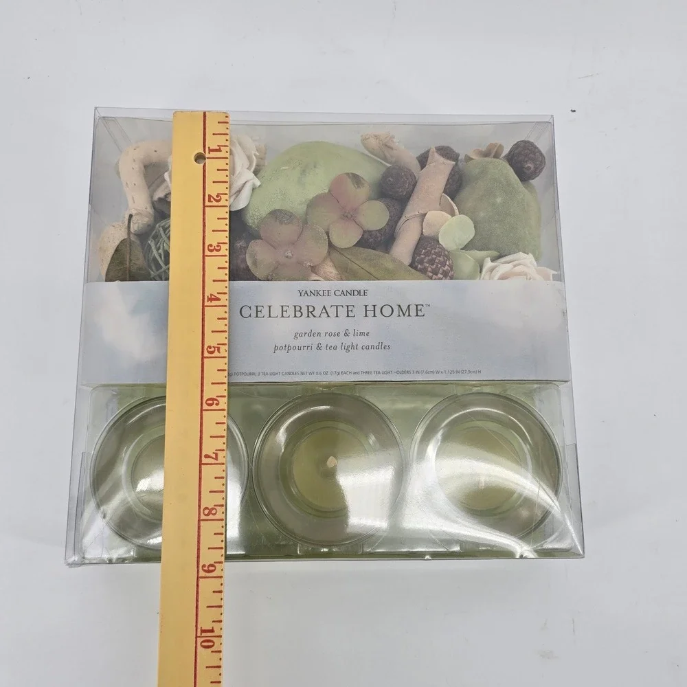 Yankee Candle Celebrate Home Garden Rose & Lime Potpourri and Tea Light Set NEW